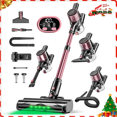 Cordless Vacuum Cleaner, 10 in 1 Stick Vacuum with 55Kpa Powerful Suction, Hose,Lightweight Rechargeable Vacuum Cleaner for Home