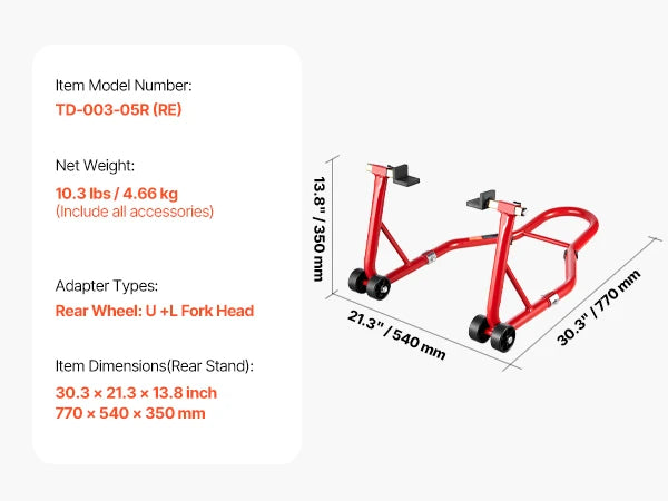 SucceBuy Motorcycle Stand Lift 850lbs Front Rear Combo Stand Lift Front Wheel Dual-Fork Stand Rear U+L Fork Swingarm Spool Stand - Smarsty