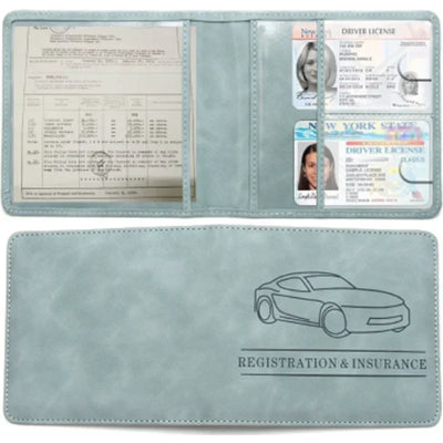 Car Registration Driver's License and Insurance Card Holder - Leather Vehicle Glove Box Automobile Documents Paperwork Organizer - Smarsty