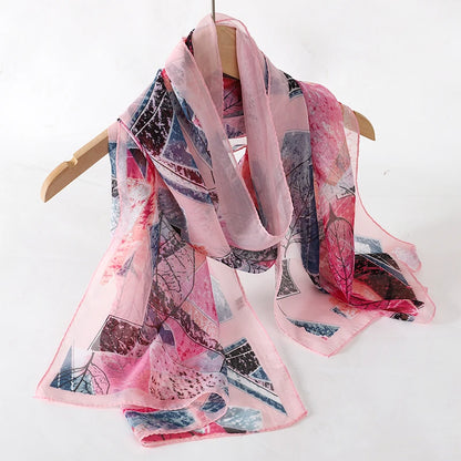 Women Print Chiffon Scarf Lightweight Sunscreen Shawl Wrap - Smarsty