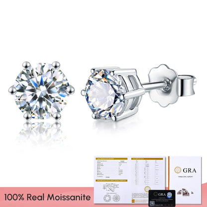 Certified D Color Moissanite Stud Earrings Gold Plated - Smarsty