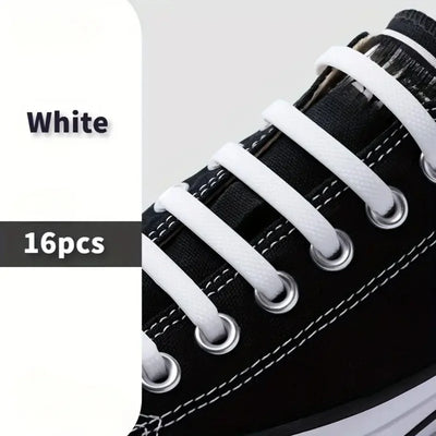 New 16Pcs Elastic Shoe Laces All Sneakers Silicone Stretch Shoelaces Unisex Fashion No Tie Shoelace Rubber Band Shoelaces - Smarsty