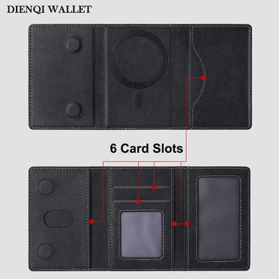 Magsafe Card Holder PU Leather Trifold Magnetic Cardholder Card Bag Wallet for Apple for IPhone 16 15 14 13 12 Pro Max Mini - Smarsty