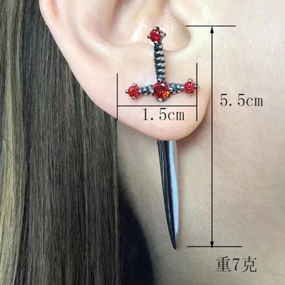 Gothic Sword Kinitial Piercing Earrings for Punk Style Lovers - Smarsty