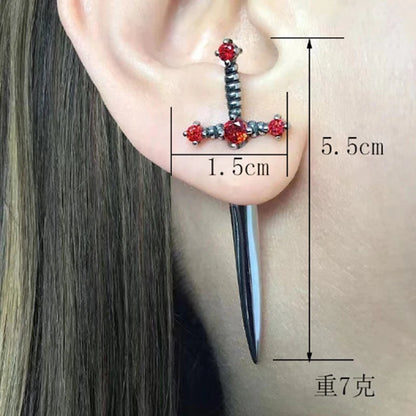Gothic Sword Kinitial Piercing Earrings for Punk Style Lovers - Smarsty