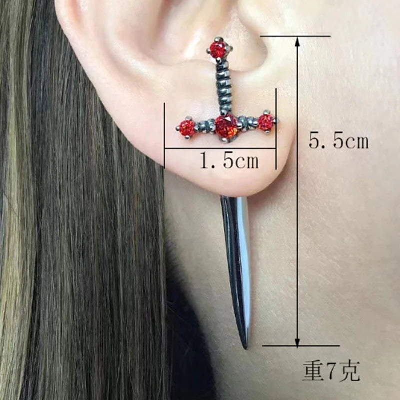 Gothic Sword Kinitial Piercing Earrings for Punk Style Lovers - Smarsty