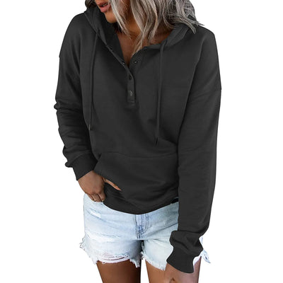European and N Women's Long-sleeved Loose Casual Hooded Drawstring Pocket Hoodie - Smarsty