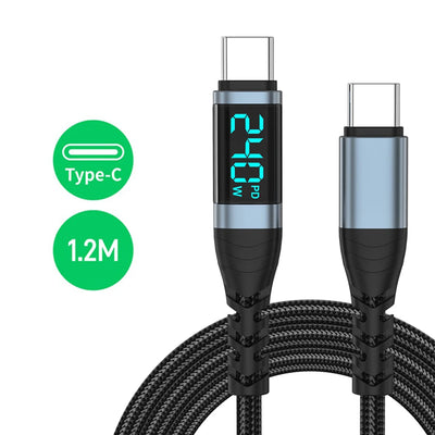 240W Type C to Type C Super Charge Digital Display Cable 0.5m-2m USB C Data Cable For Iphone 15 16 Samsung s24 s23 Huawei Xiaomi - Smarsty