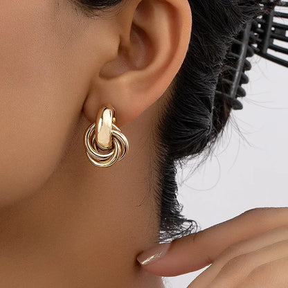 Gold Silver Knot Stud Earrings For Daily Trendy Wear - Smarsty