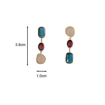 Colorful Asymmetric Resin Earrings for Women Retro Style - Smarsty