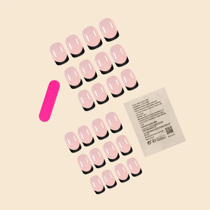 24 Pcs Women Short French Dual Color Press On Nails - Smarsty