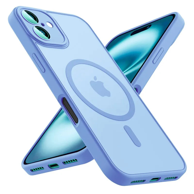 Luxury Frosted Phone Case For iPhone 16 15 14 13 12 11 Pro Max Plus 17 Air For Magsafe Matte Transparent Magnetic Cover - Smarsty