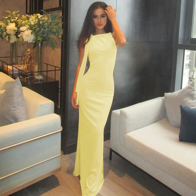 Hugcitar Fashion Solid O Neck Sleeveless Patchwork Sexy Bodycon Maxi Prom Dress Summer Women Clothes Party Festival Club Y2K - Smarsty