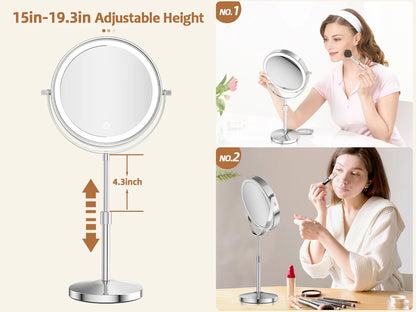 8 Inch Makeup Mirror With Light And 10X Magnification - Smarsty