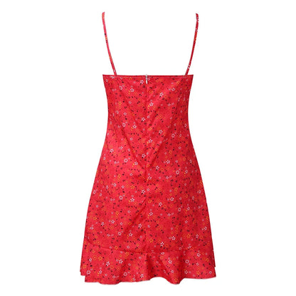 Women's Sexy Casual Home Small Floral Camisole Dress Summer Comfortable Skirt - Smarsty