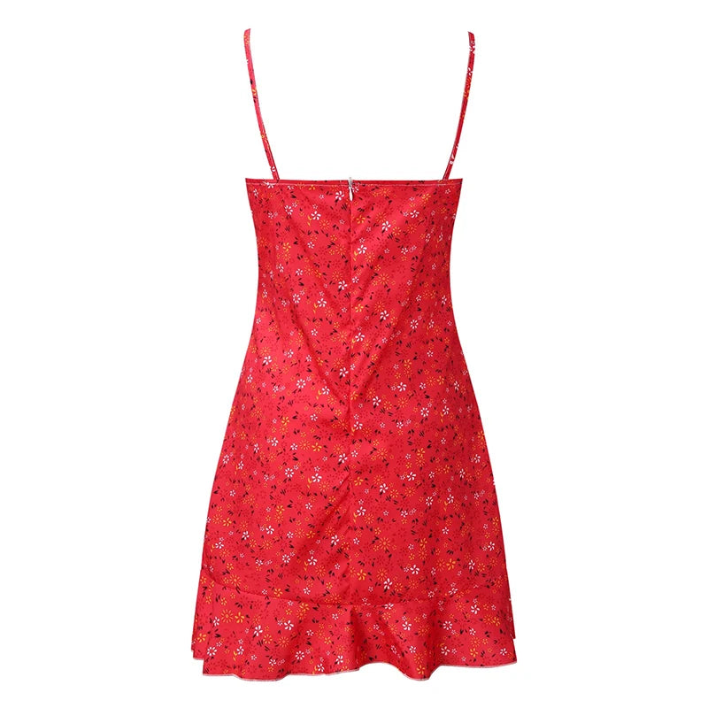 Women's Sexy Casual Home Small Floral Camisole Dress Summer Comfortable Skirt - Smarsty