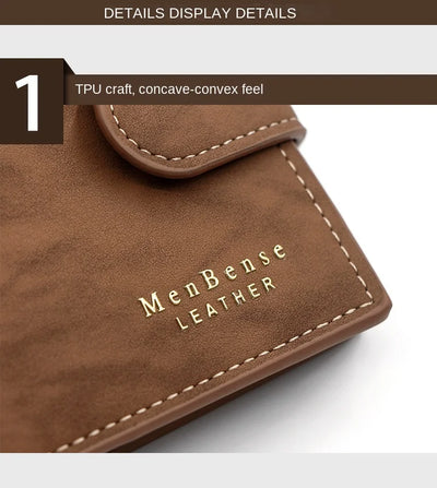 Men's Wallet with Hasp Business Card Holder Case Male Short Purse PU Leather Money Bag for Men Credit Card Wallets - Smarsty