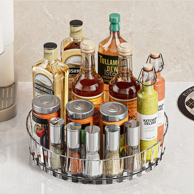 Rotating Tray Spice Rack Pantry Cabinet Turntable With Base Storage Bin Kitchen Organizer For Seasoning Cosmetic Storage Box by Smarsty