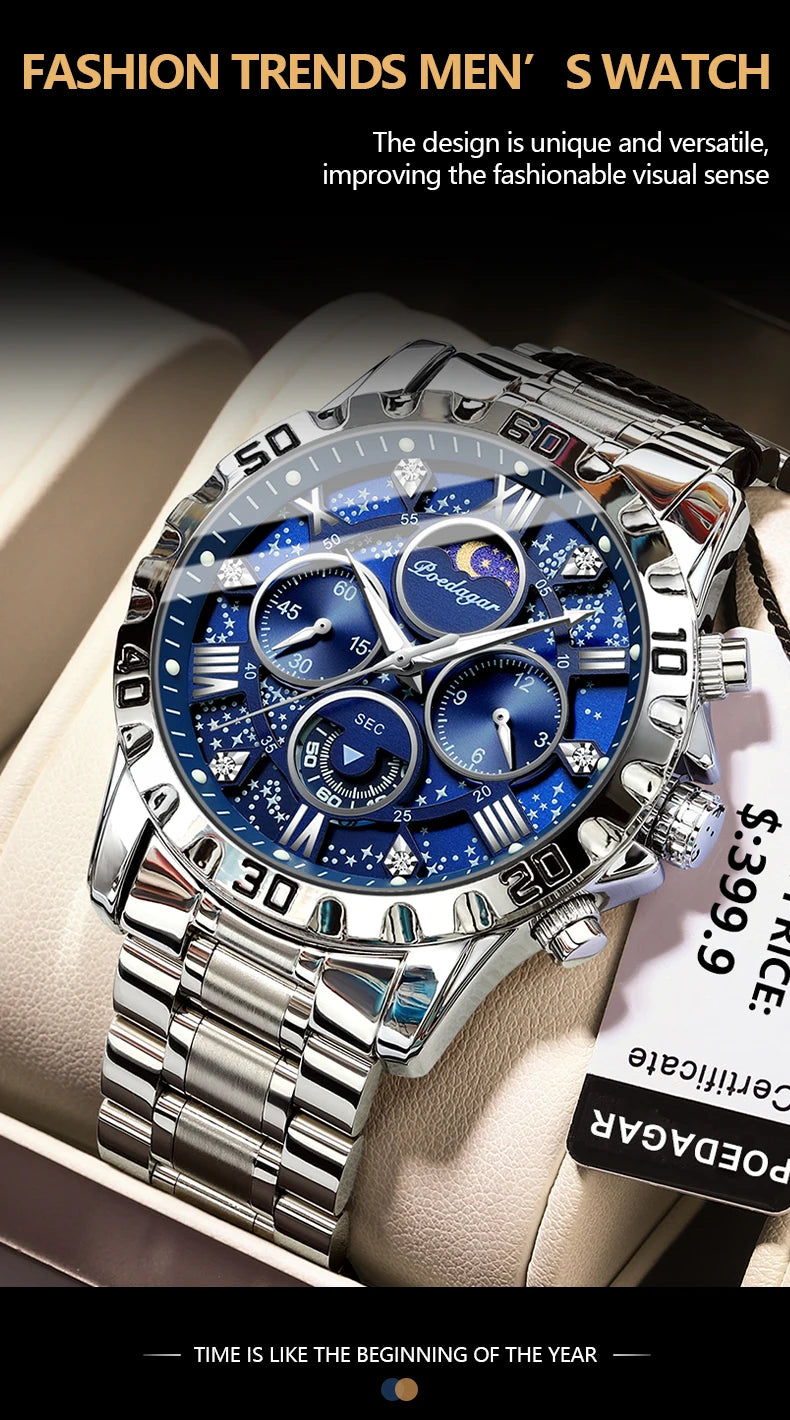 POEDAGAR Luxury Waterproof Quartz Sports Watch for Men - Smarsty
