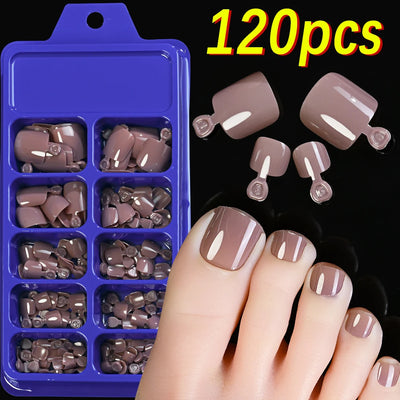 120 Pieces Pink Square Toe Nail Tips Full Cover Extensions - Smarsty