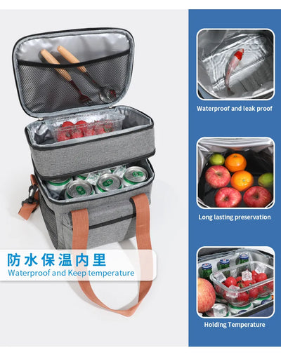 Insulated Cooler Lunch Bag Tote For Women Men Travel - Smarsty