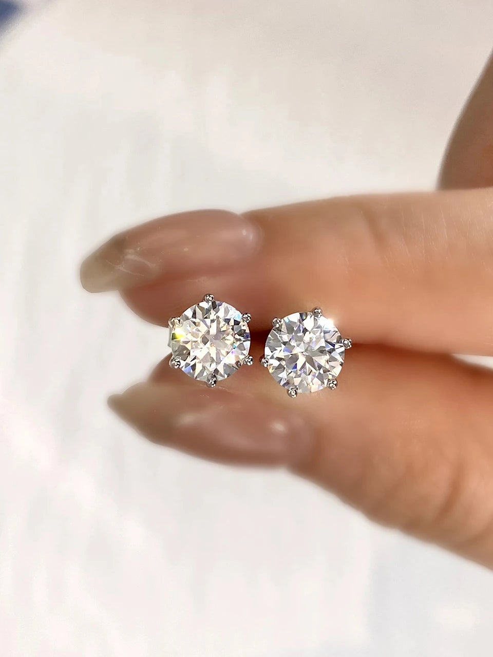 D Color Certified Moissanite Stud Earrings 925 Sterling - Smarsty