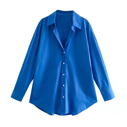 MUJER Women Shirt Multicolour Button Up Shirt Women Summer Long Sleeve Top Female Streetwear Oversize Shirts And Blouses Women - Smarsty