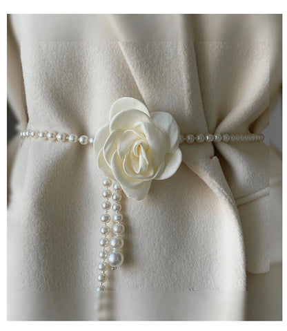 Pearl Waist Belt for Women Elegant Camellia Design - Smarsty