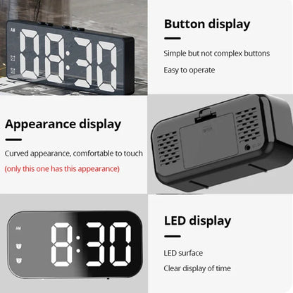 LED Mirror Alarm Clock with Snooze Feature - Smarsty