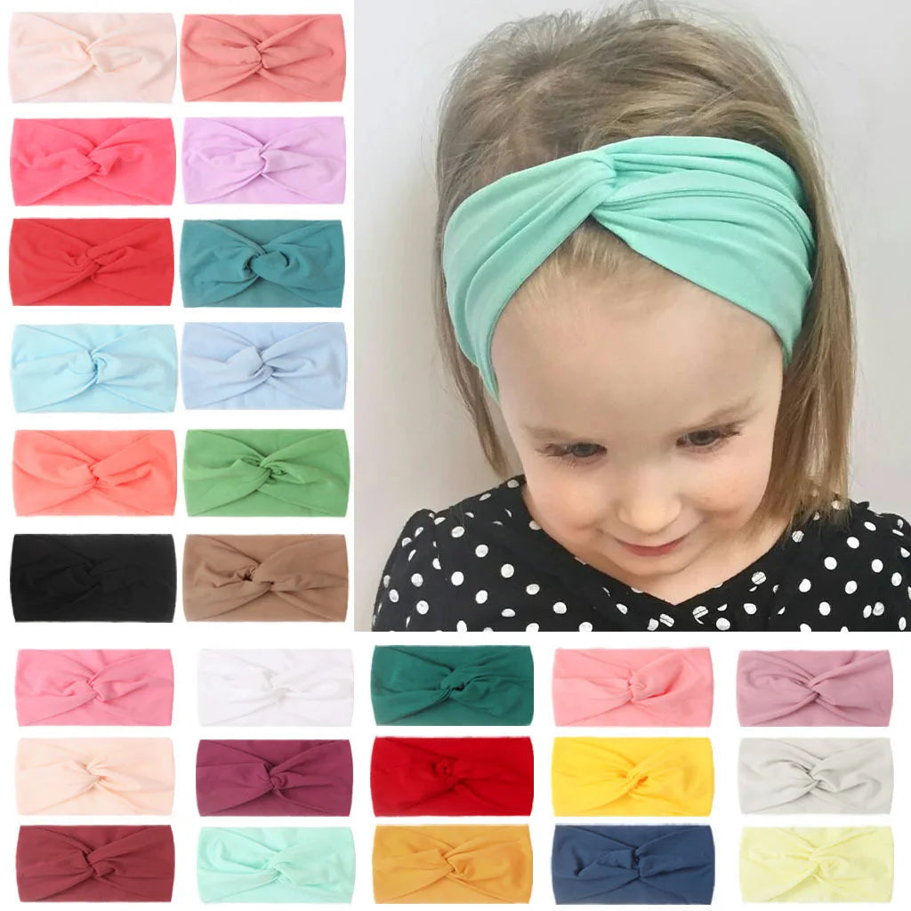 Candy Color Knotted Baby Girl Headband Soft Elastic - Smarsty