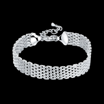 Sterling Silver Square Chain Bracelet Unisex Gift - Smarsty