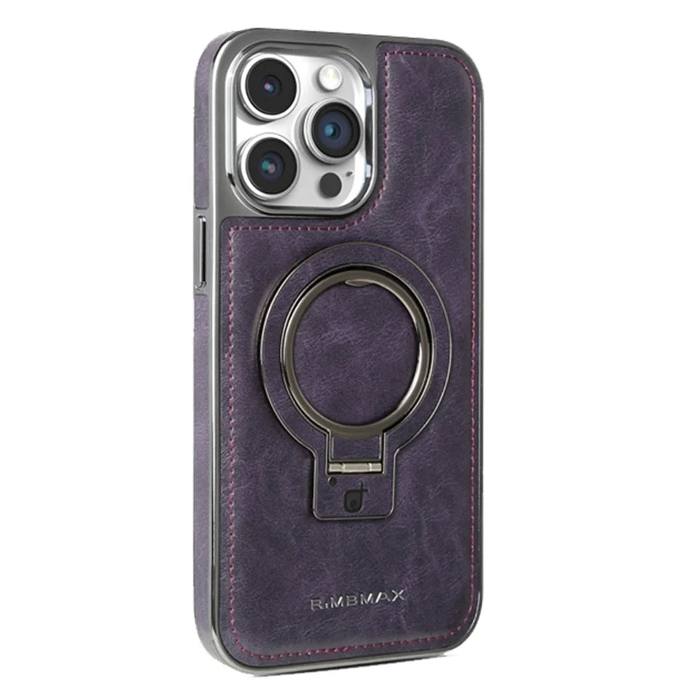 Luxury PU Leather Magnetic Stand Phone Case For iPhone 17 16 15 14 13 12 Pro Max for Magsafe Wireless Charging Shockproof Cover