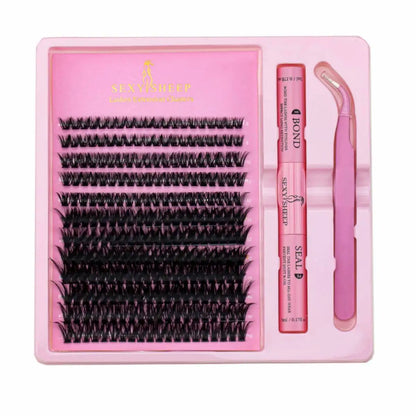 DIY Eyelash Extension Kit with Mixed Clusters and Applicator - Smarsty