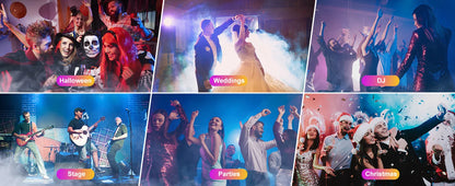 U'King 1500W Smoke Machine RGB 6 LED Fog Machine with Remote Control for DJ Disco Party Christmas Stage Effect Fogger Machine