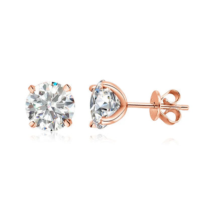 Moissanite Stud Earrings Rose Gold 925 Silver Sparkle - Smarsty