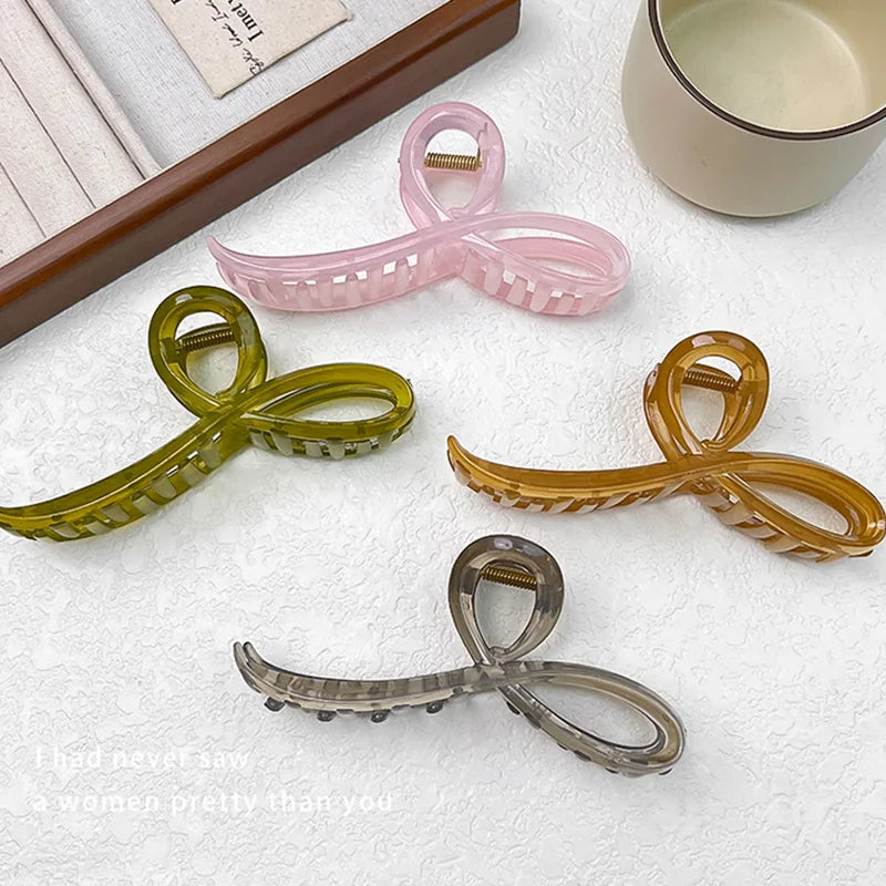 Jelly Color Bow Hair Claw Clip For Women Nonslip Hold - Smarsty