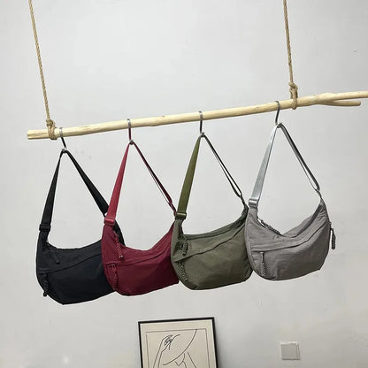 Minimalist Nylon Shoulder Bag With Multifunctional Storage - Smarsty