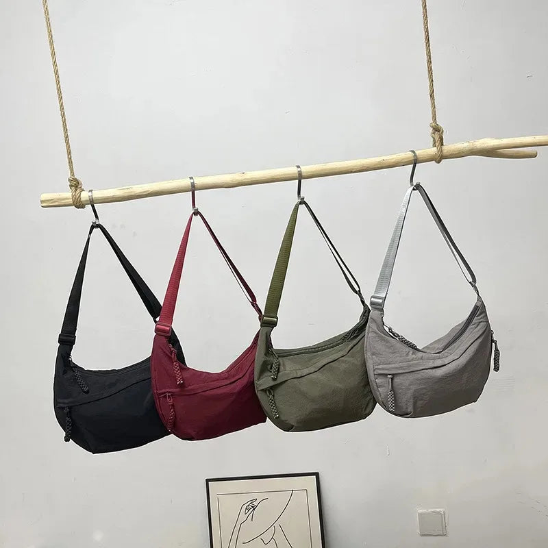 Minimalist Nylon Shoulder Bag With Multifunctional Storage - Smarsty