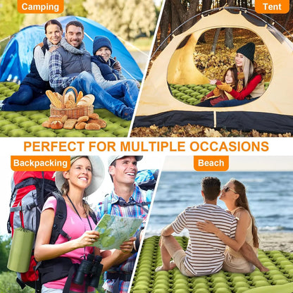Camping Air Matt Double Sleeping Pad Inflatable Air Mat with Pillow Air Mattress Nature Hike Waterproof Folding Sleeping Mat