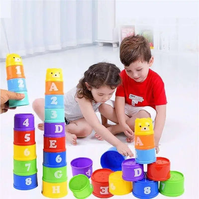 Stacking Game Cup Children Board Game Hand Speed Competition Fold Cup with Numbers Letters Shapes Early Education Puzzle Toy - Smarsty
