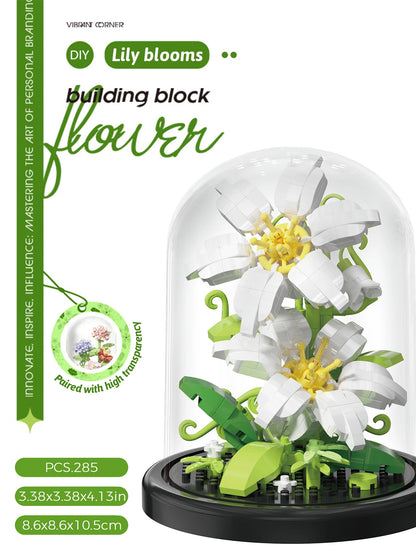 Micro particle building block bouquet handmade gift, children's puzzle toy handmade DIY sunflower desktop decoration ornament