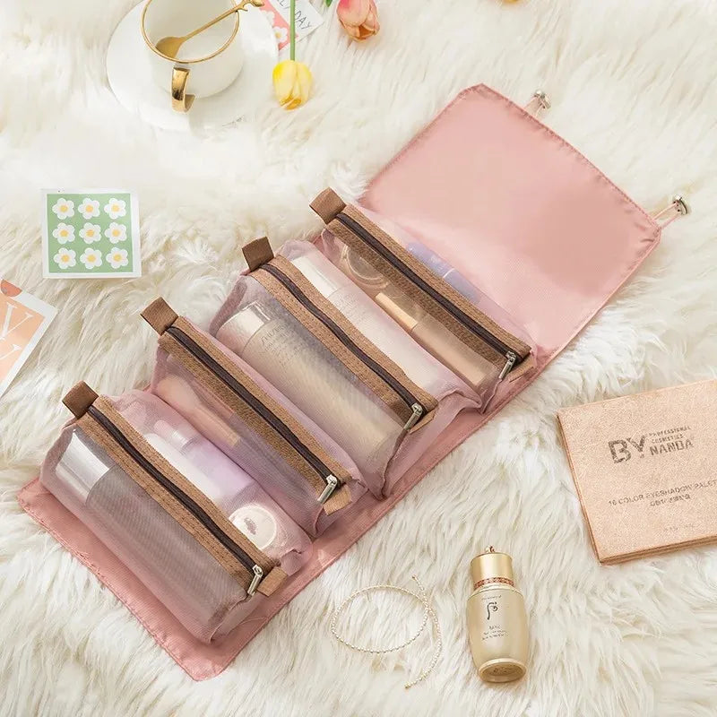 Detachable Cosmetic Bag Portable Large Capacity 4 in 1 Makeup Bags Portable Folding Travel Cosmetics Storage Toiletry Bag - Smarsty