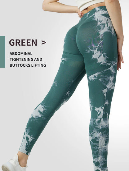 Tie Dye Yoga Pants Sport Leggings Women Seamless High Waist Push Up Woman Tights Fitness Workout Leggins Gym Clothing 2024 New - Smarsty