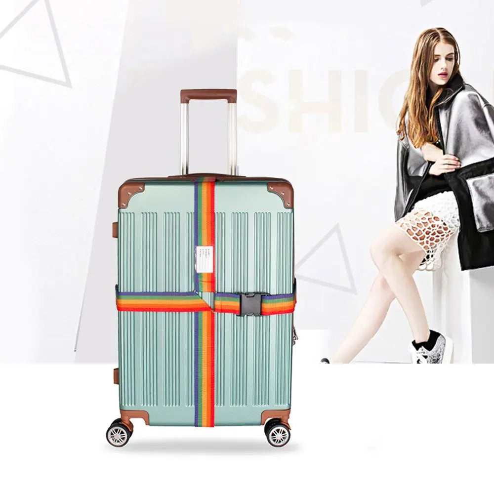 Luggage Buckle Strap Cross Belt Packing Adjustable Travel Accessories Suitcase Buckle Strap Rainbow Baggage Packing Belts