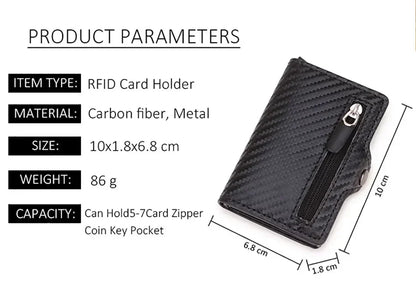 Carbon Fiber Rfid Blocking Men ID Credit Card Holders Wallet Leather Metal Business Bank CreditCard Cardholder Case Carteras