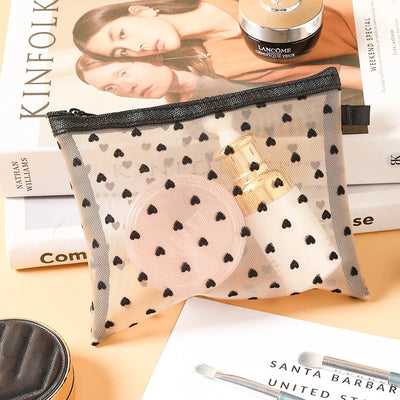 Mini Clear Heart Makeup Bag Portable Cosmetic Storage Pouch - Smarsty