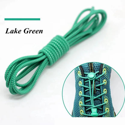 1 Pair 22 Colors Elastic Shoelaces Round Locking No Tie Shoe Laces Kids Adult Quick Lazy Laces Rubber Sneakers Shoelace T1 - Smarsty