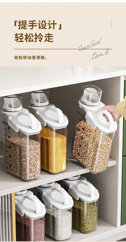 Moisture-Proof Storage Container for Grains Pet Food Snacks Transparent Sealed Food Storage Jar Kitchen Organizer for Dry Foods