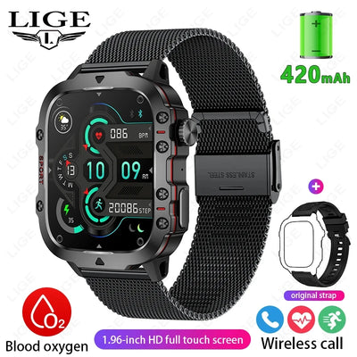 Rugged Military Smart Watch for Men with Bluetooth Calling - Smarsty