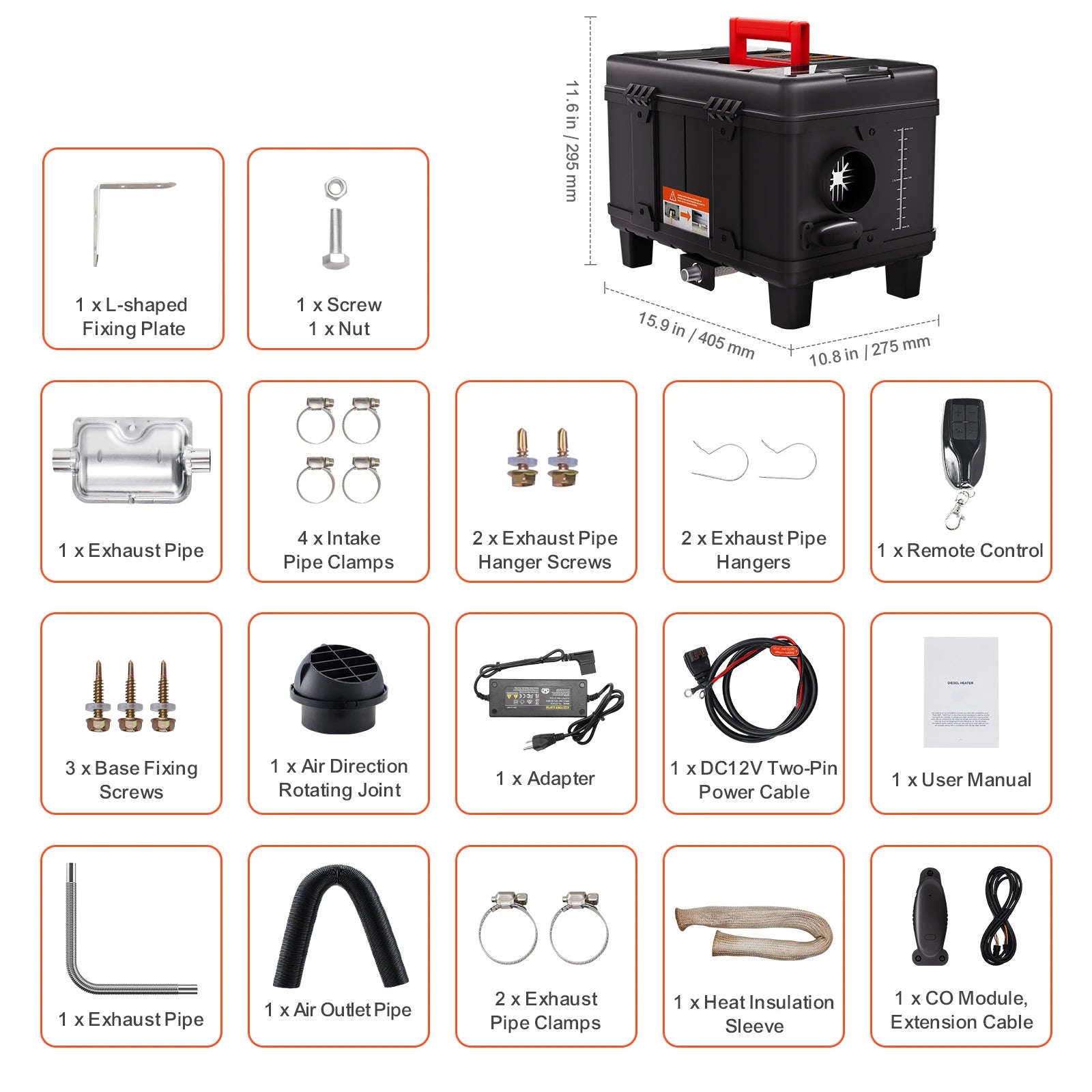 SucceBuy 8KW Diesel Heater 12V/24V Diesel Air Heater Car Heater with Bluetooth and CO Alarm Parking Heater for Vehicles&Outdoor